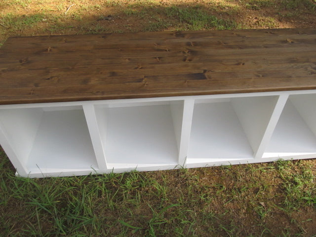 Custom Made Wood Hall Tree with Bench Mudroom Farmhouse Entry Way Furniture