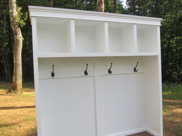 Custom Made Wood Hall Tree with Bench Mudroom Farmhouse Entry Way Furniture